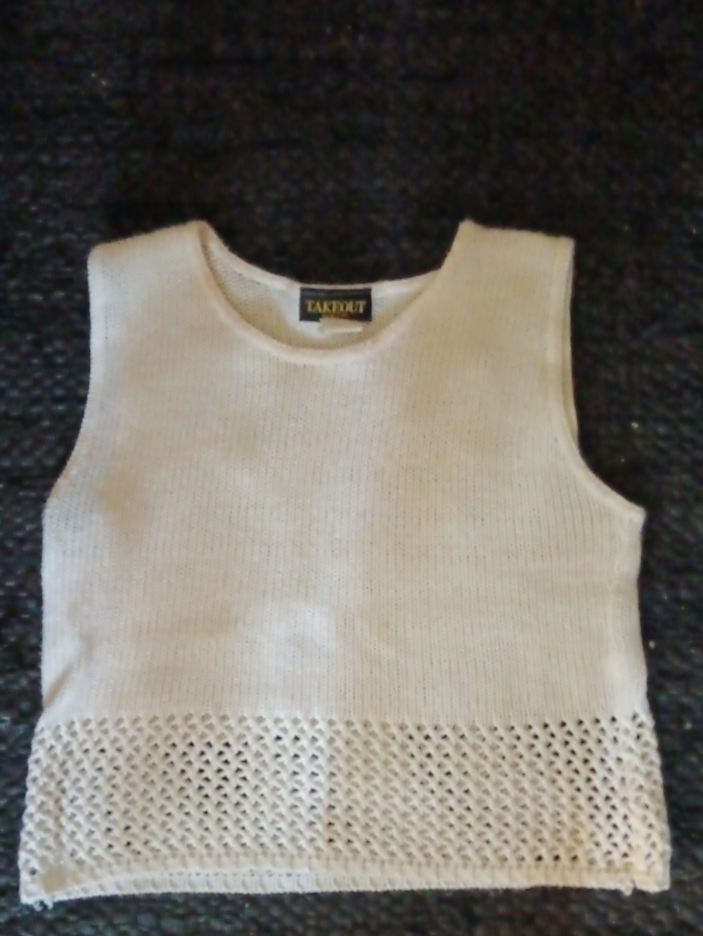Takeout Cream Open-Weave Hem Knit Tank Size Small